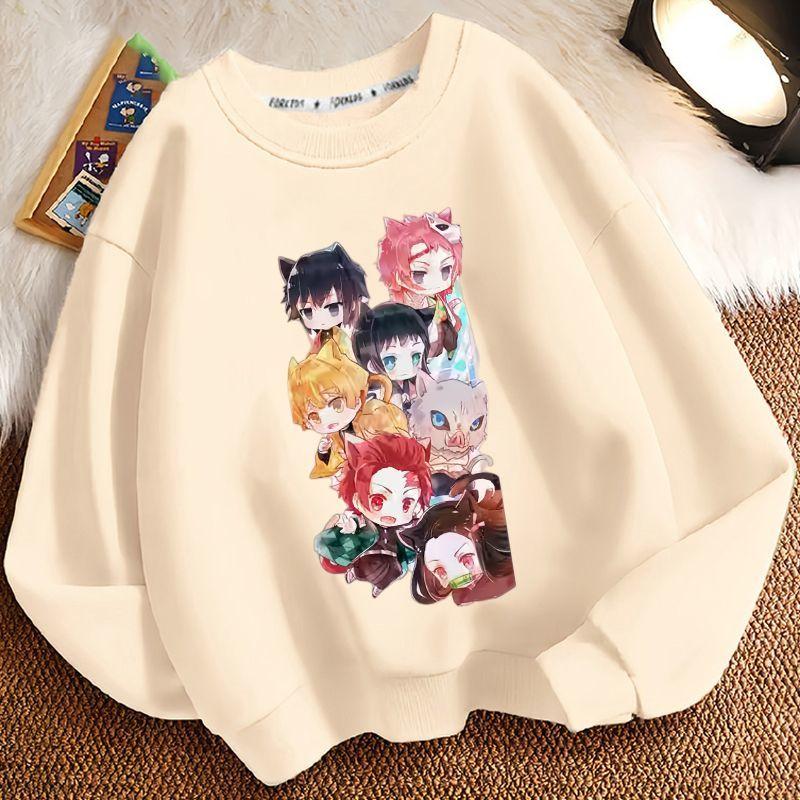 Kinder Modischer Demon Slayer Hoodie, Frühling und Herbst Jungen- und Mädchen-Freizeit-Hoodie