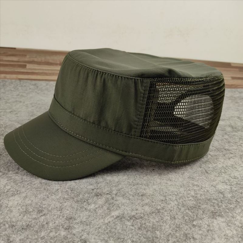 Summer new products deepen and raise flat top hat casual breathable mesh hat fashion military hat large size men's hat