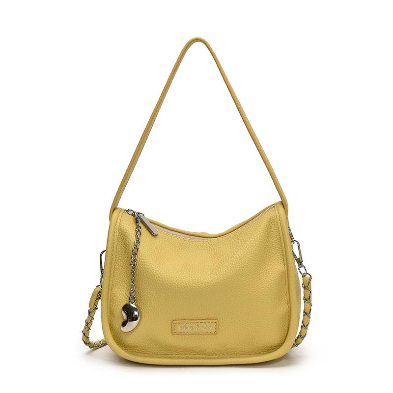 

Popular niche simple lychee pattern texture underarm small bag casual commuting versatile chain messenger bag women жёлтый