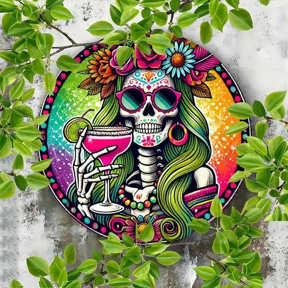 Mexican Skull Tin Sign Metal Wall Art Home Decor Vintage Aluminum Poster