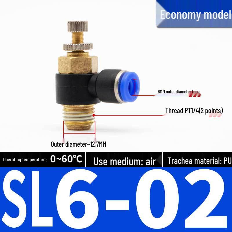 Connettori Pneumatici a Innesto Rapido: Raccordi per Tubi dell'Aria e Valvola a Farfalla con Controllo di Velocità SL4/6/8 per Cilindri