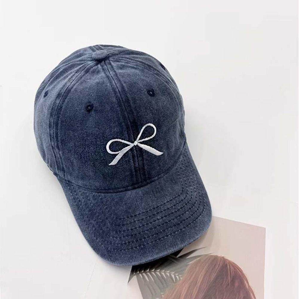 Baseball Hat Embroidery Bow Baseball Cap Embroidery Peaked Cap Fashion Bowknot Baseball Hat  Sports
