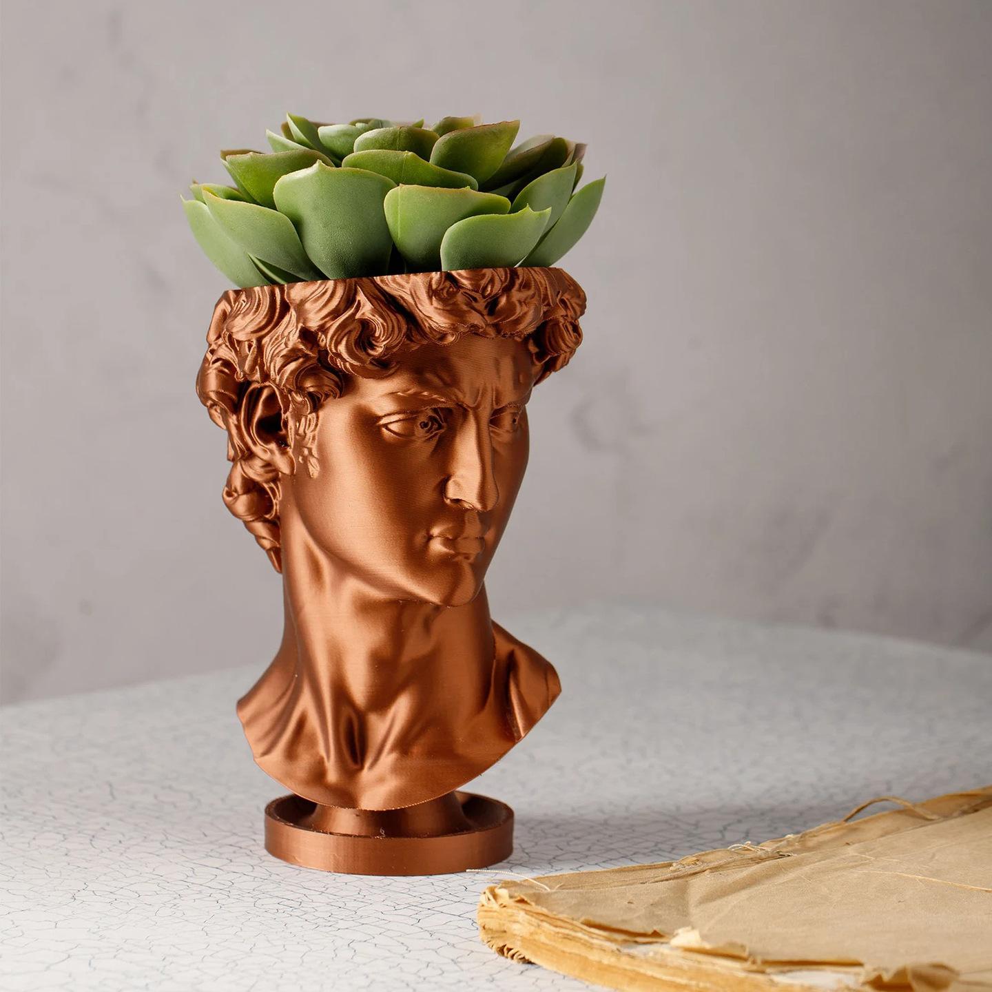 Европейская Художественная Ваза Цветочный Горшок для Воды Статуя Давида Греческая Ваза Аватар Давида Бюст Мини Креативная Ваза для Домашнего Декора Настольное Хранение бронзовый