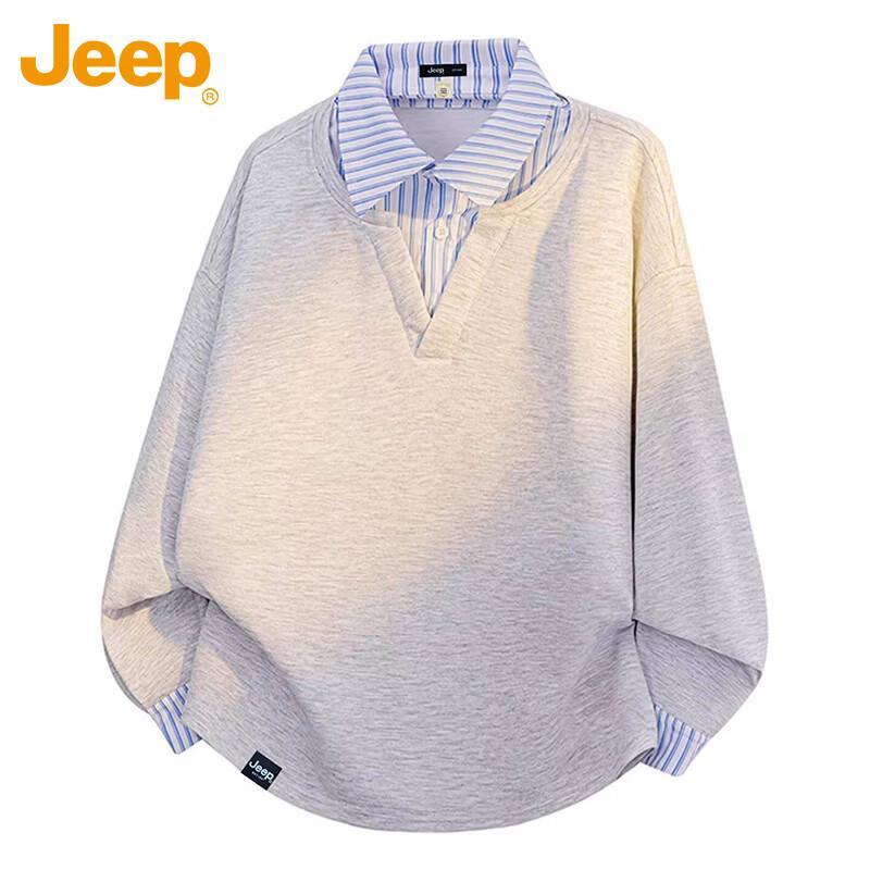 JEEP Men s Layered Polo Collar Long-Sleeve T-Shirt L