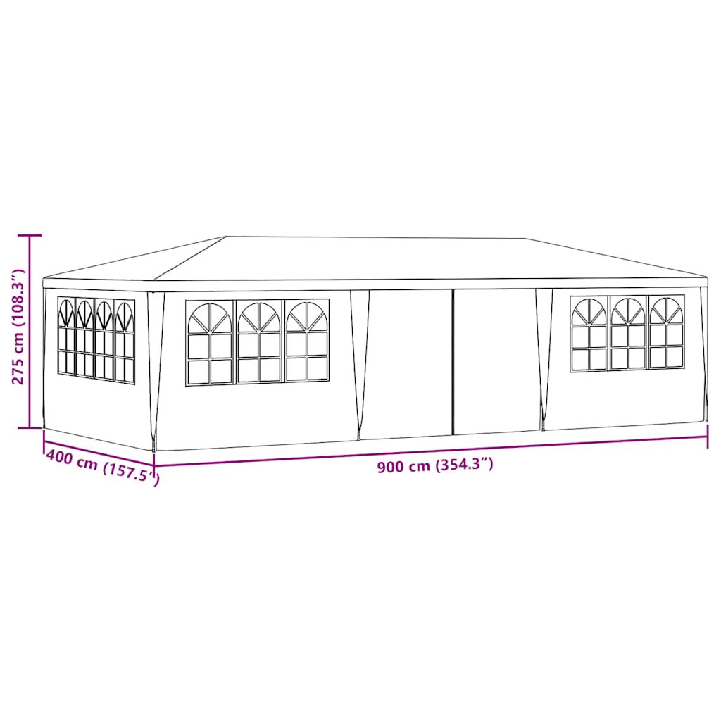 Professional Party Tent with Side Walls 4*9 M Green 90 G M²