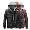 Herbst und Winter Neue Lederjacke Herren mit Kapuze Mehrere Taschen Große Herren PU-Lederjacke Lässige Herrenbekleidung