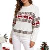 Women S Crew Neck Pullover Knit Sweater With Elk Jacquard For Christmas