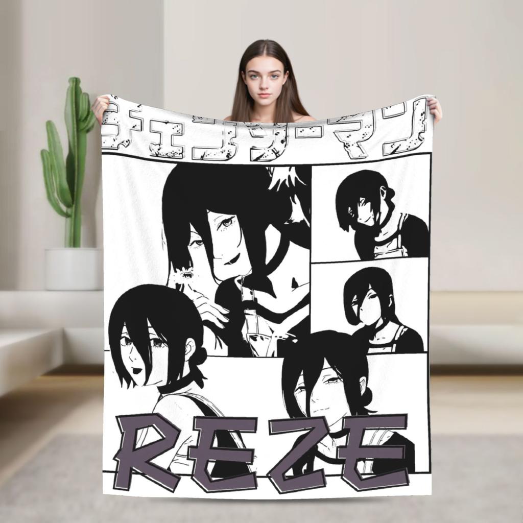 Reze Flannel Blanket Winter Super Warm Throw Blanket for Children Bedroom Aesthetic Bedspread Sofa Bed Cover