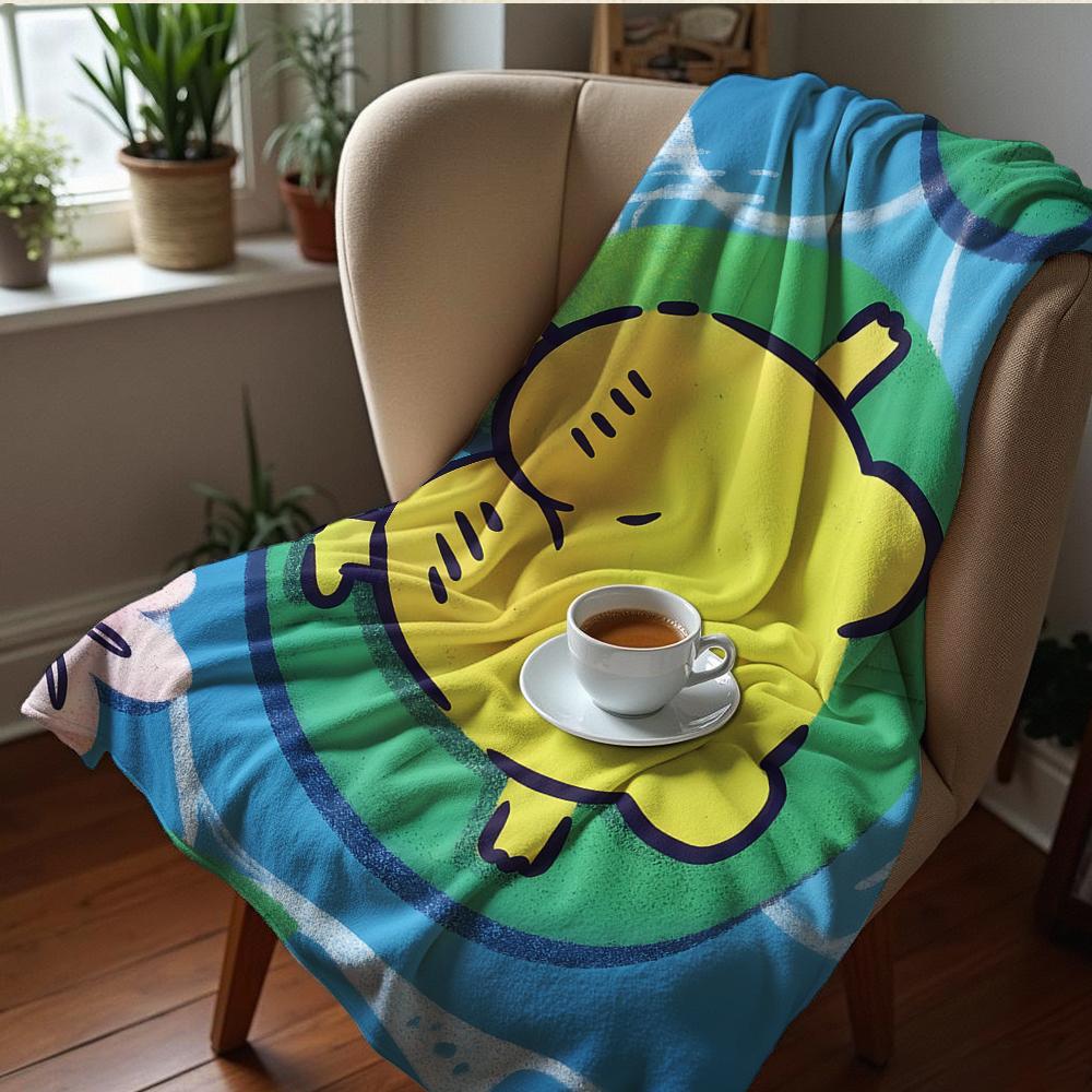 Linear Ocean Anime Cartoon Flannel Blanket Soft Warm Throw for Bedroom Sofa Car Kids Holiday Gift