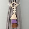 2 Pack Cotton Rope Curtain Holdbacks Ties Decorative Drapery Clip With Fringe and Wooden Beads for Living Room Decors
