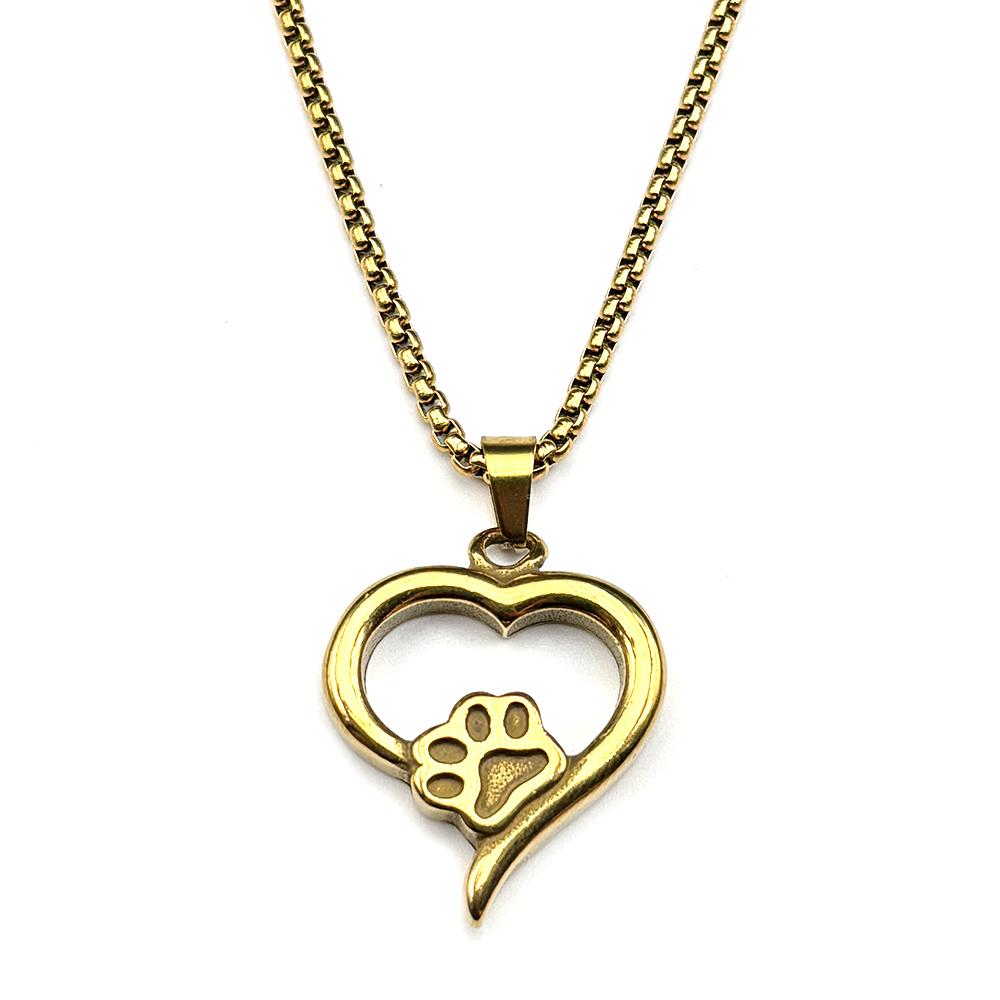 Dog Cat Mom Gift Paw Heart Chain For Women Men Stainless Steel Hiphop Aniaml Pet Lover Hiphop Necklace Jewelry Daily Wear