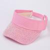 New Summer Empty Top Visor Cap for Women Rhinestone Belt UV Protection Running Sports Sun Visor Hat