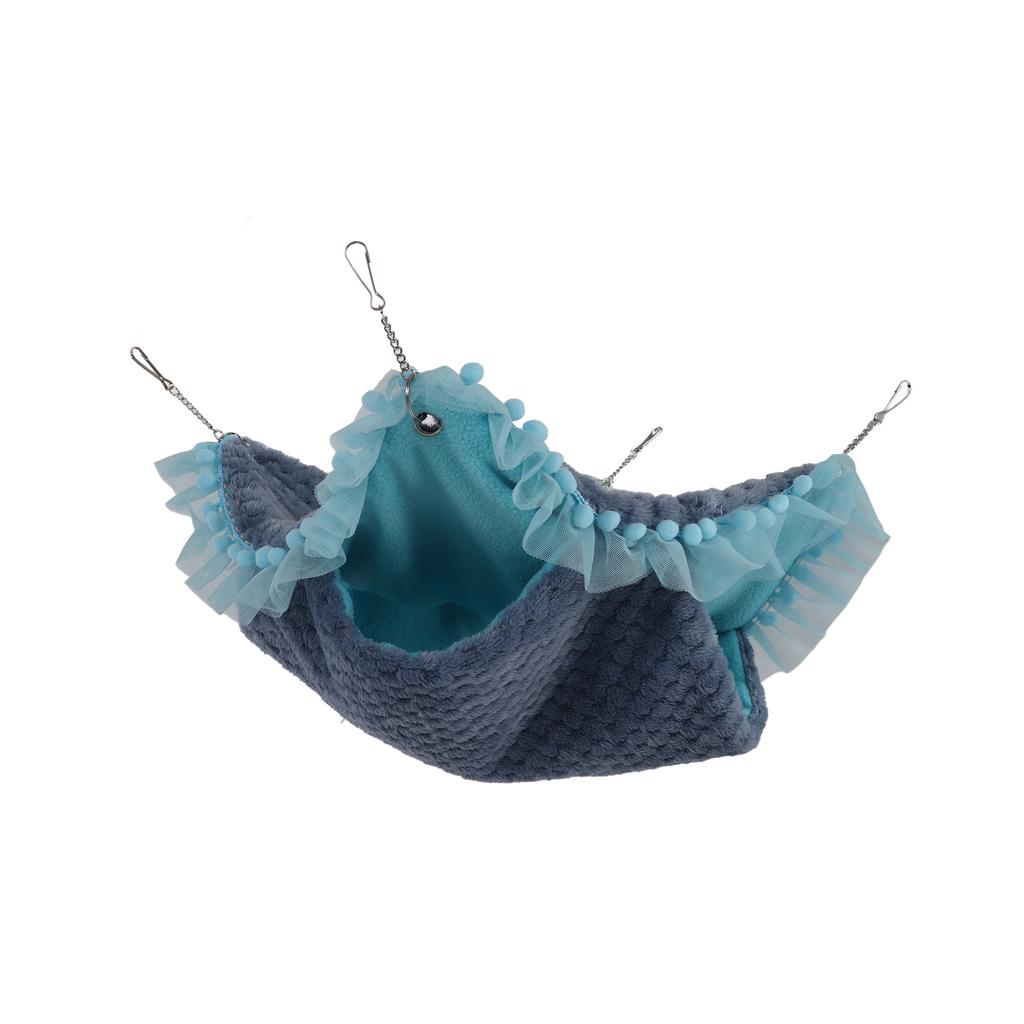 Double Layer Small Pet Swing Hammock Small Pet Double Plush Hammock for Ferret Hamster Parrots Guinea PigBlue