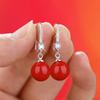 Exquisite Mode Silberfarbe Wasser Imitationsperlen Hängeohrringe für Damen Glänzende Rote Grüne Runde Ohrringe Schmuck Geschenk 2025