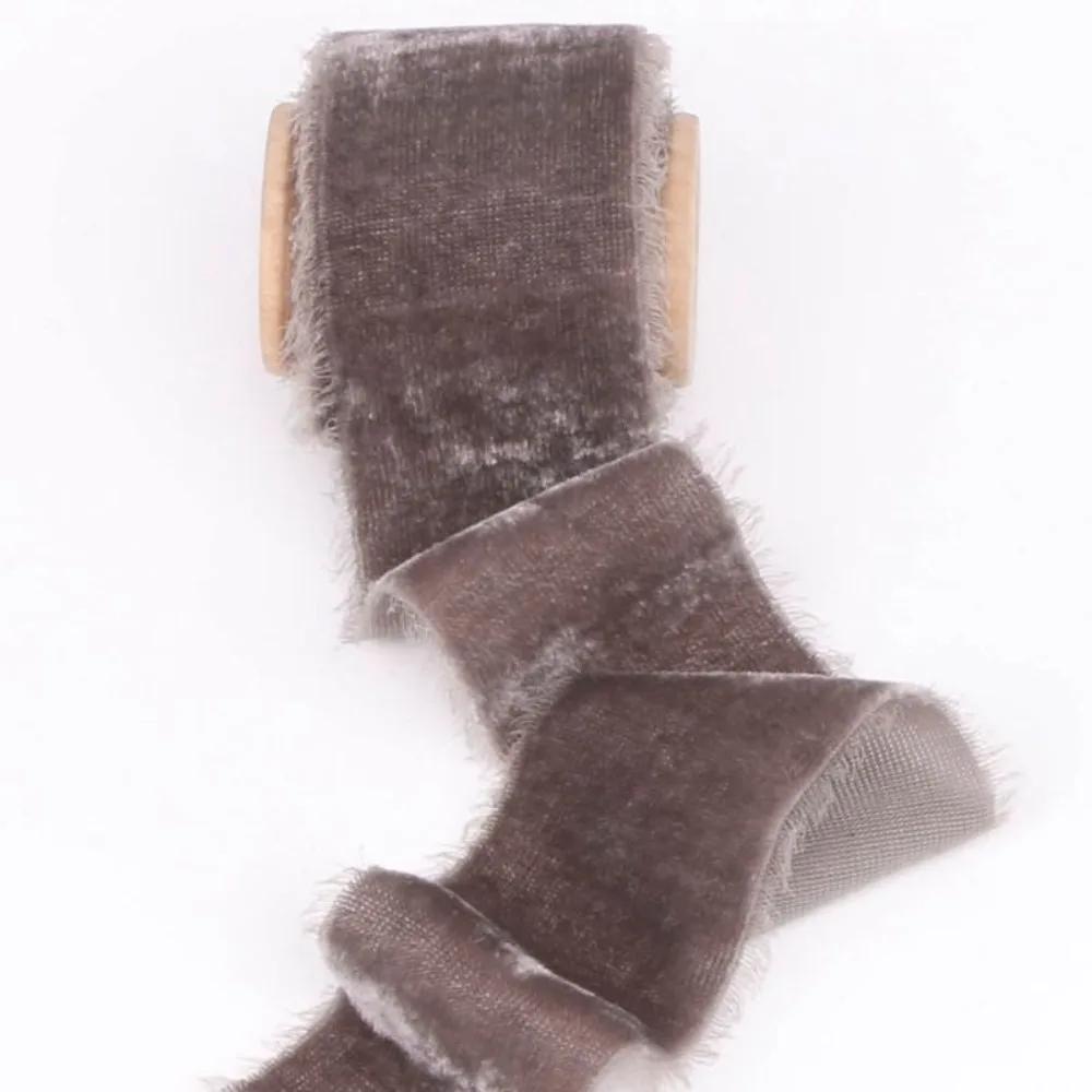 New 1 Meter Velvet Ribbon Thickening Ribbon Velvet Frayed Edged Ribbons Frayed Edge Gift Packing Ribbon Bouquet Wrapping