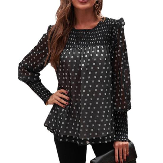 

Свободная рубашка с длинным рукавом с геометрическим рисунком и принтом большого размера M чёрный