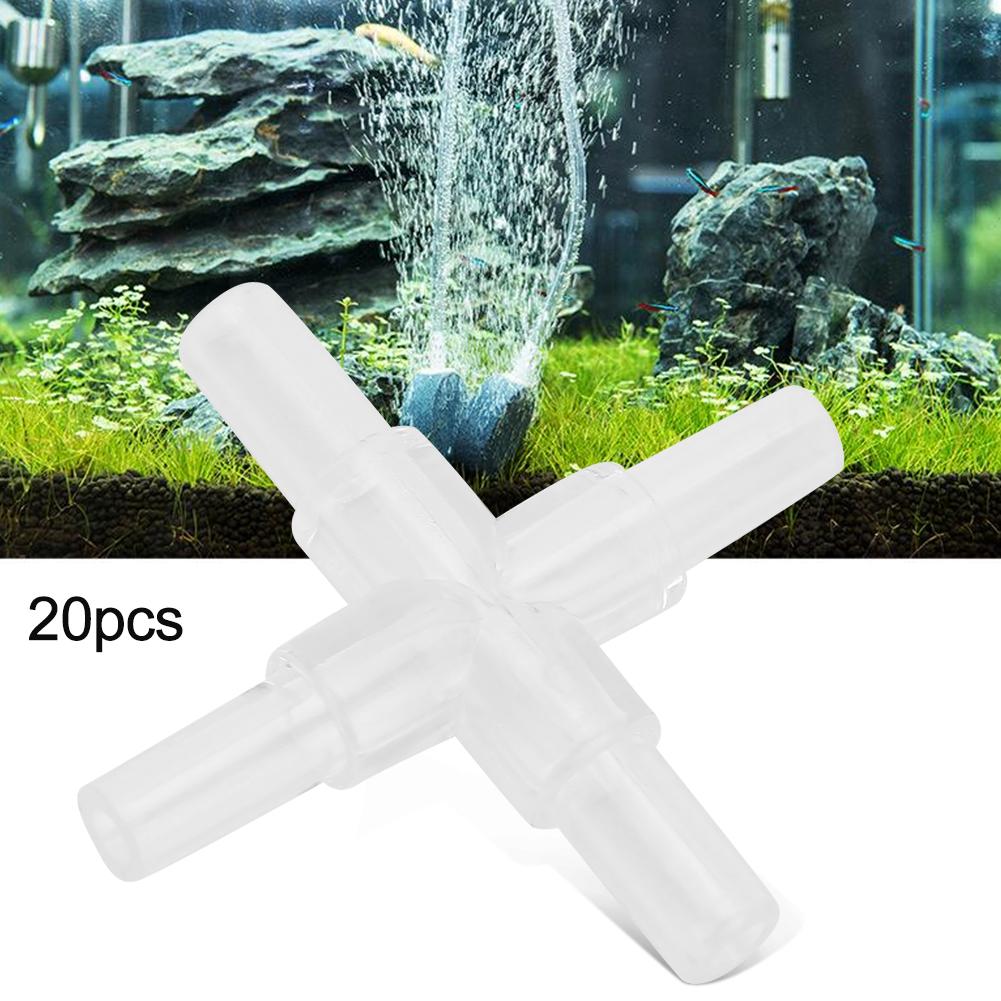 20PCS Aquarium Adapter 4-Way Joint Fish Tank Air Pump Tube Hose Fittings Connector