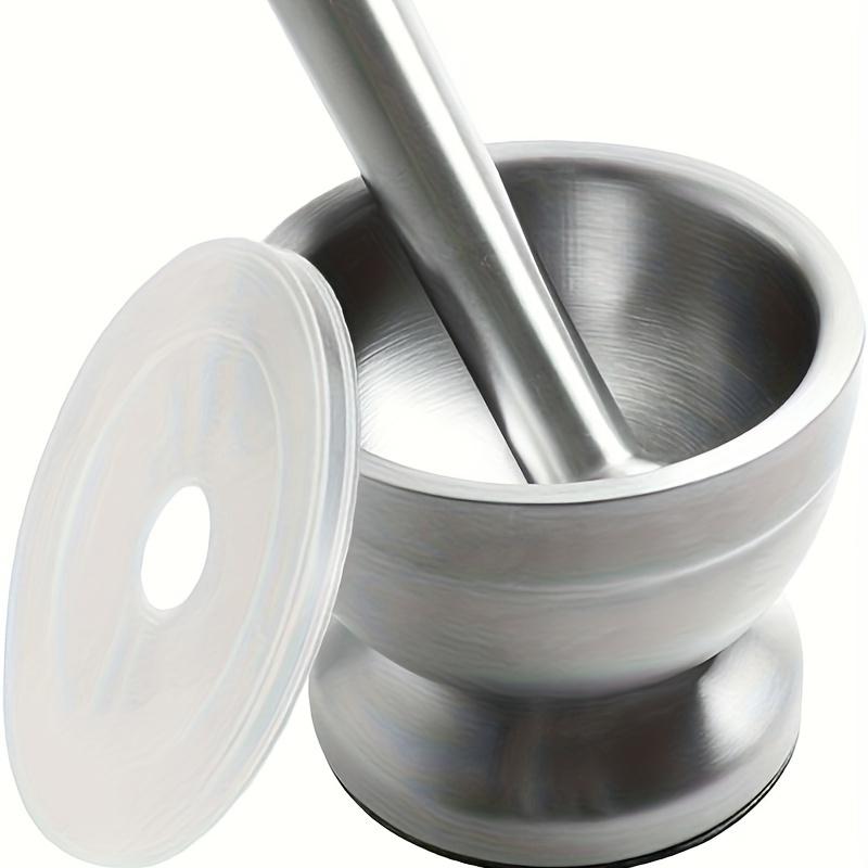 Stainless Steel Mortar And Pestle Set Kitchen Spice Grinder Pill Crusher With Lid Heavy Duty Pesto Powder Herb Bowl