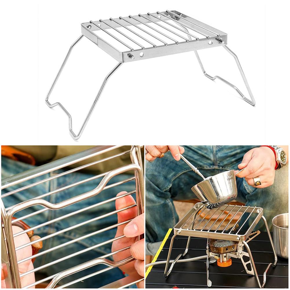Outdoor Foldable Stove Holder Cookware BBQ Rack Stainless Gas Stoves Bracket Portable Campfire Grill Grate Outdoor Stove Supply