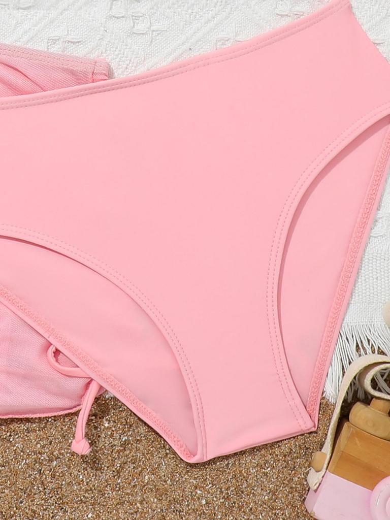 2025 Cute Girls' Three-Piece Bikini Swimsuit with Chest Pads for Middle and Older Children