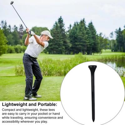 50er-Pack professionelle Golf-Tees aus Kunststoff, schwarze Golf-Tees, hohe Golf-Tees in Großpackung, reduziert Seitendrehungen und Reibung, Golf-Zubehör