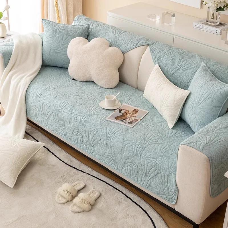 Хлопковая Нескользящая диванная подушка для четырех сезонов из чистого хлопка, бежевая летняя скандинавская подушка, универсальная ткань для полотенец для дивана 70x70cm 1pcs