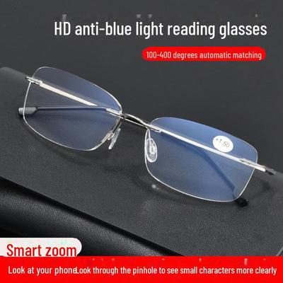 Cutting-edge Frameless Lenses In Ultra-light Anti-blue Light Reading Glasses for a High-end, Simple Reading Experience for the Elderly.