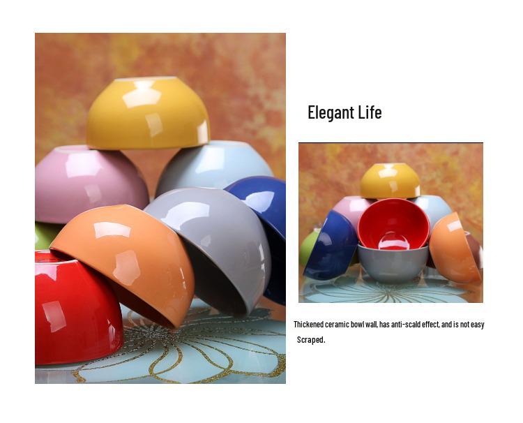 Colorful Large Ceramic Children's Bowl - Creative Underglaze Design for Rice or Porridge