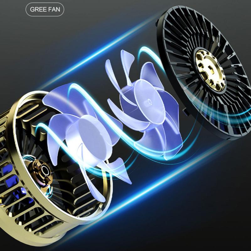 Ventilateur de voiture USB F210 à rotation multi-angle, double moteur, support de bureau pour pare-brise, refroidisseur automatique pour la maison et le bureau