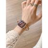 Women Metal Leather Watch Band for Apple Watch Series Ultra 11/10/9/8/7 SE Splice Leather Strap for 38 40/41/42/44/45/46/49mm Replacement Bracelet