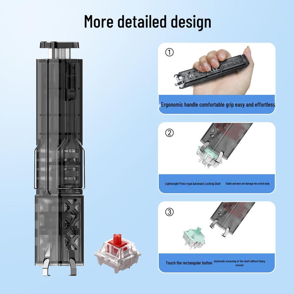 2-in-1 Four-Claw Stem and Keycap Puller for Hot-Swappable Mechanical Keyboards