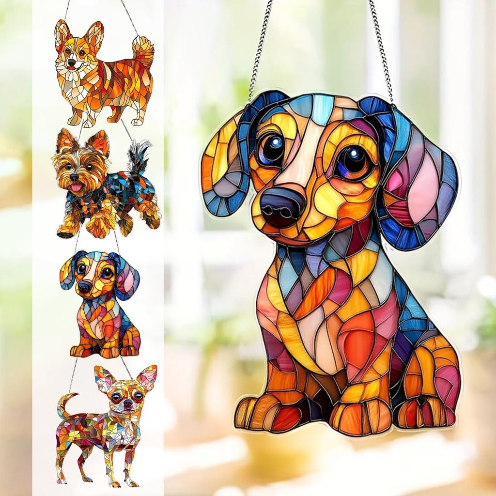 Small Animal Acrylic Sun Catchers Flat Pendant, Home Outdoor Garden Courtyard Hanging Decoration Ornaments