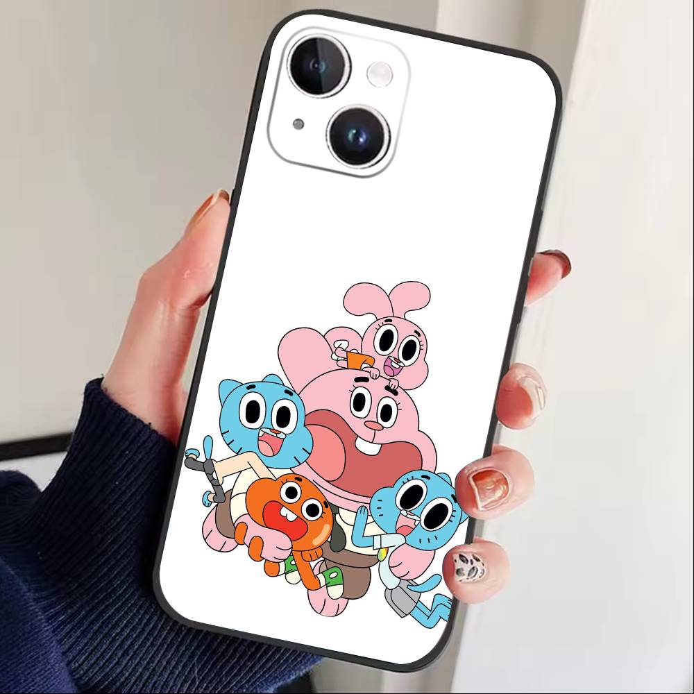 S-Gumball and Darwin Phone Case For iPhone17,16,15,14,13,12 Plus,Max Soft Silicone Black Cover