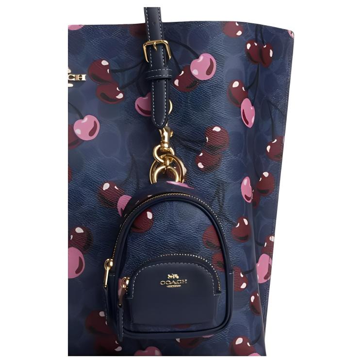 New COACH Court Coated Canvas With Smooth Leather Bag Accessory Mini Women's Gold With Denim Multicolor CZ086-IMDEI
