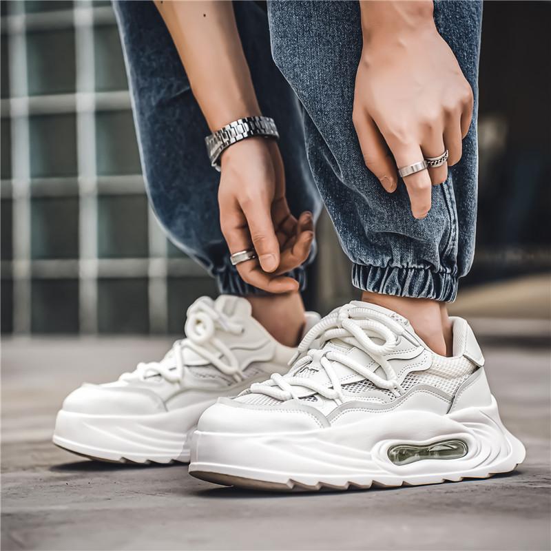 Herrskor Platt Mesh Andningsbara Casual Sport Tjock Sula Trend Alla Utomhus Gång Löpning Sneakers Mode Student Board Shoe