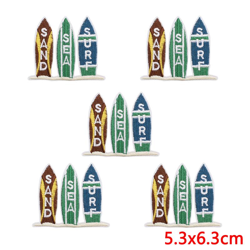 10pcs Lots Summer Wave Slippers Embroidered Patches On Clothes Shell Coral Patch Iron On Patches For Clothing Hats Jackets Diy