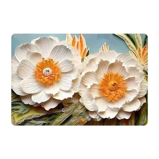 Floor Mat 3D Visual Effect Flower Pattern Non-Slip Backing Rug Living Room Bedroom Hallway Entryway Playroom Decor