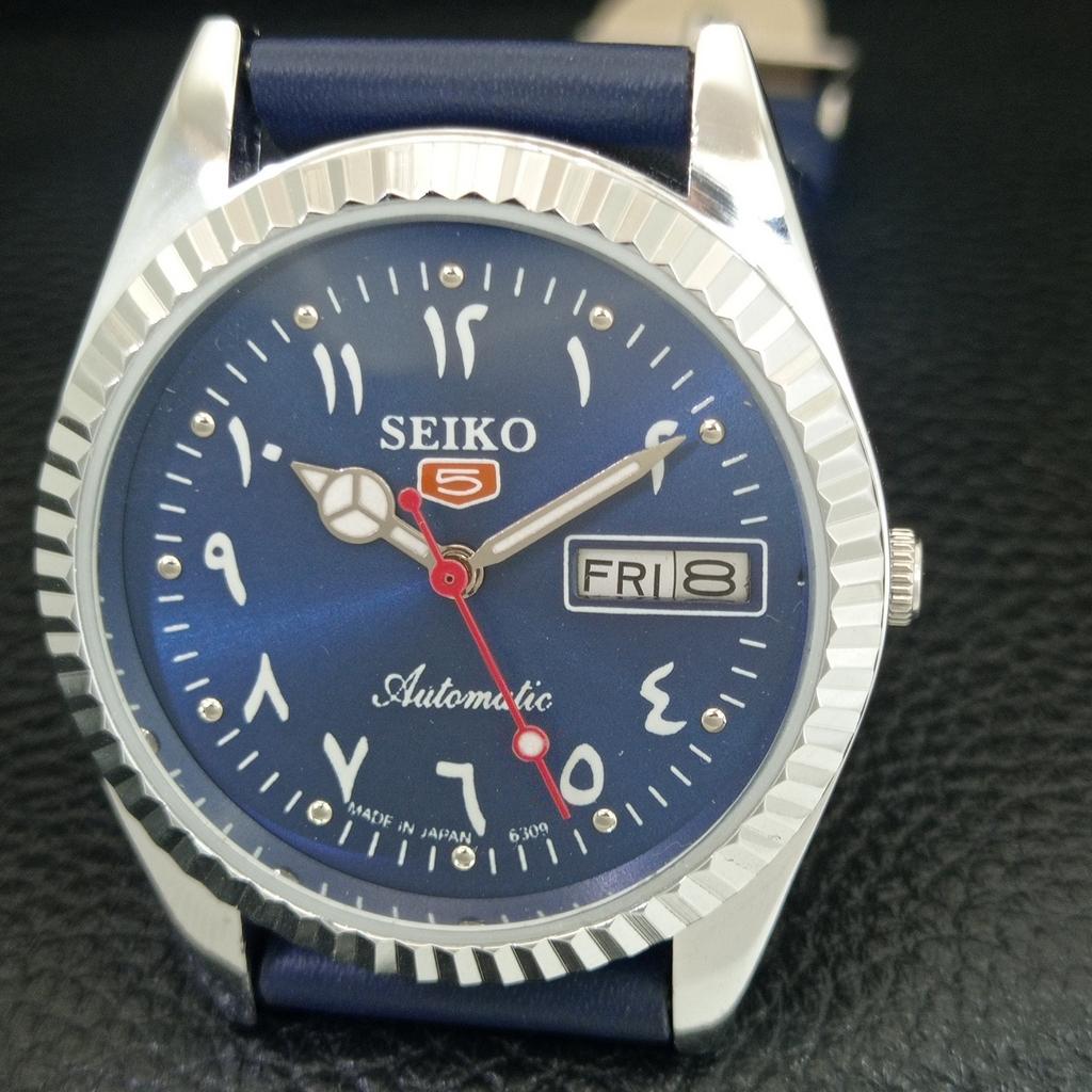 VINTAGE SEIKO 5 AUTOMATIC 6309A REFURBISHED JAPAN MENS BLUE DIAL WATCH A442479-1