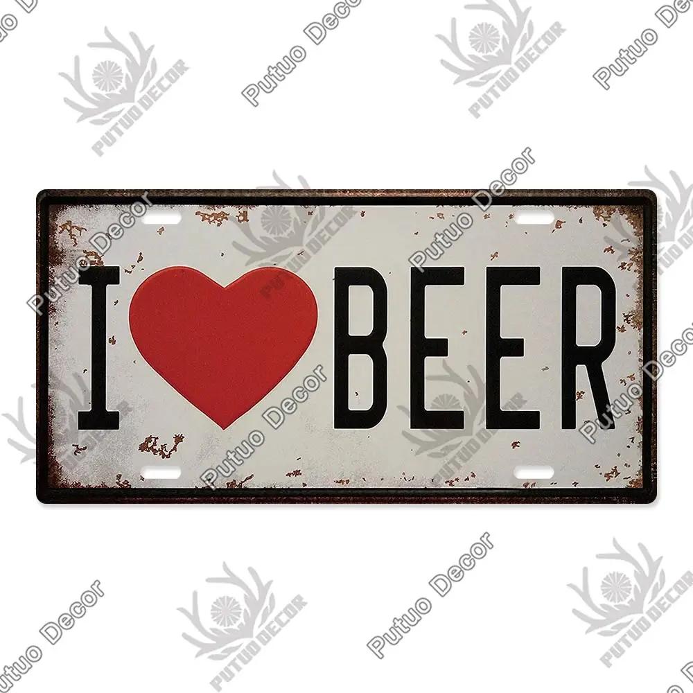 Putuo Decor Bier Metallschild Blechschild Plakette Metall Vintage Nummernschild Dekoration für Bar Pub Man Cave Wohnzimmer Wanddeko