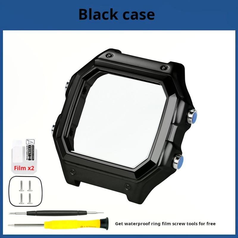 AE1200 Metal Case+strap Mod Kit For Casio Small Block AE-1200 AE-1300 Stainless Steel Strap Black Silver Watch Band Men Bracelet