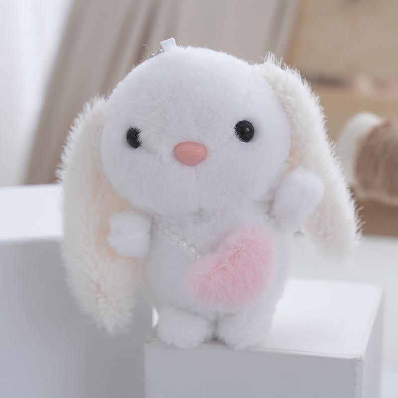

Pink Charming Plush Bunny Keychain Miniature Cuddly Doll Perfect For Childrens Presents White