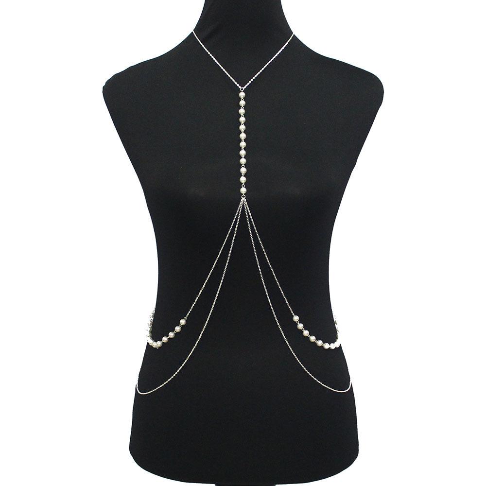 Vintage Style Imitation Pearl Necklace Body Chain Sexy Babes Beach Multi-layer Waist Chain Women's Direct Supply