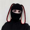 Ladies color matching big ears rabbit hat knitted wool hat autumn and winter warm headgear versatile cute mask