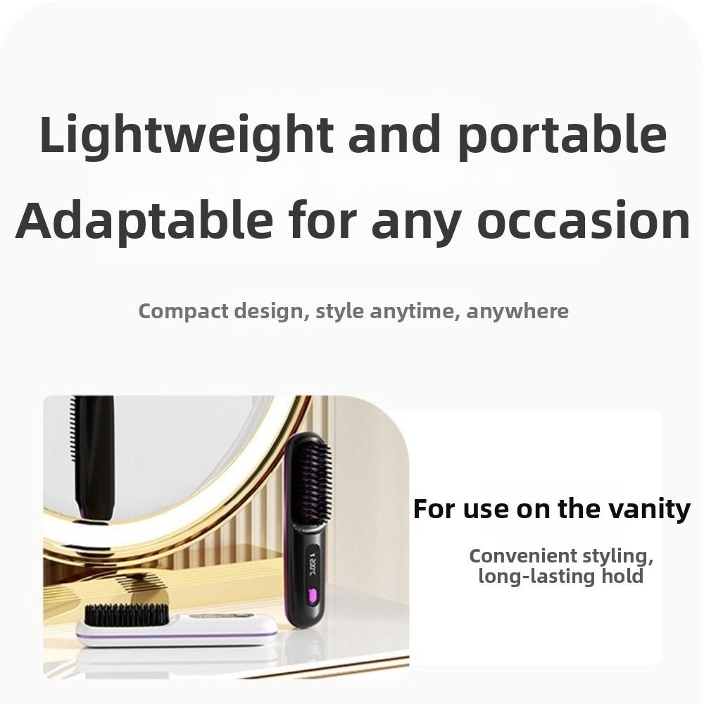 3 Temperature Settings Heating Comb Anti-Scald Protection USB Charging Hair Brush  Personal Care