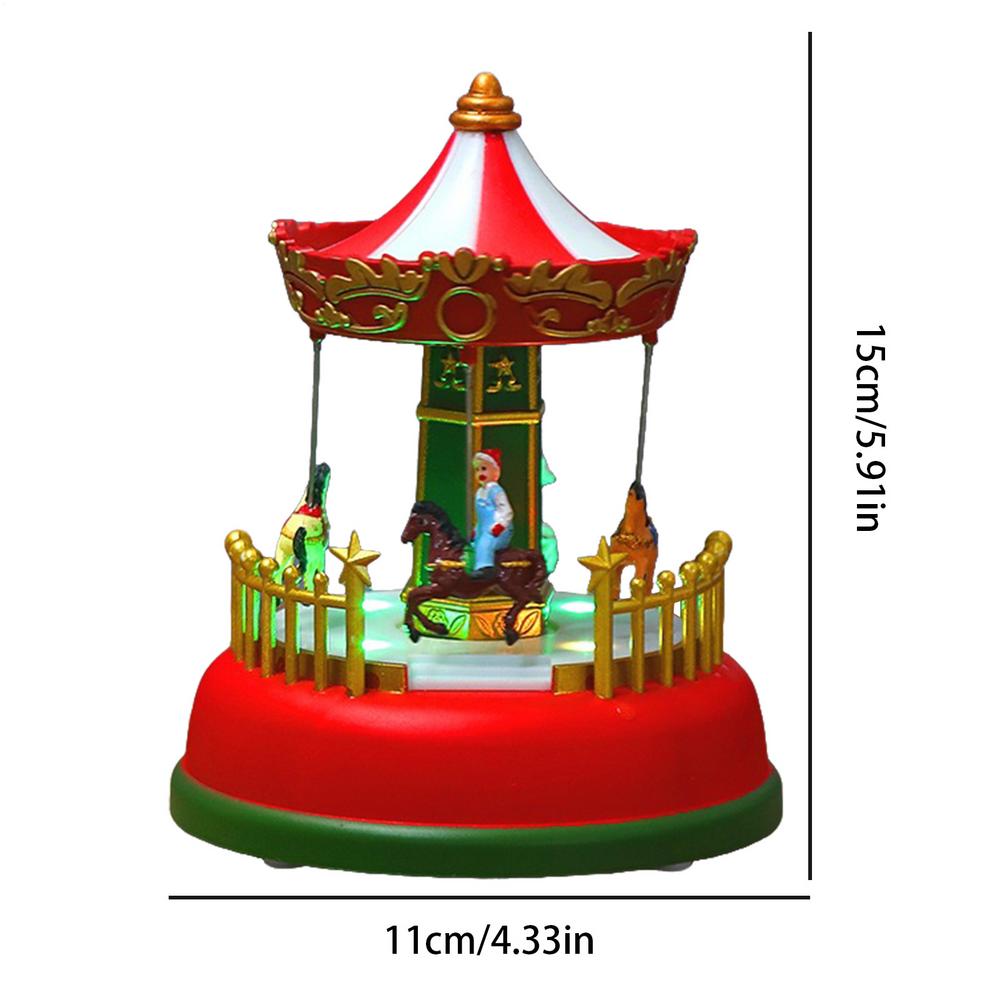 Рождественская музыкальная шкатулка Светящиеся карусели Колесо обозрения Рождественские статуэтки Украшения Мультяшные маленькие фигурки Рождественские подарки Декор