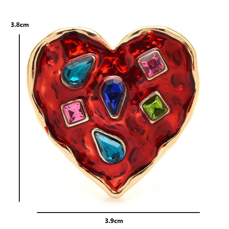Heart Badge Women Unisex Rhinestone Red Heart Badge Brooch Pins Gifts