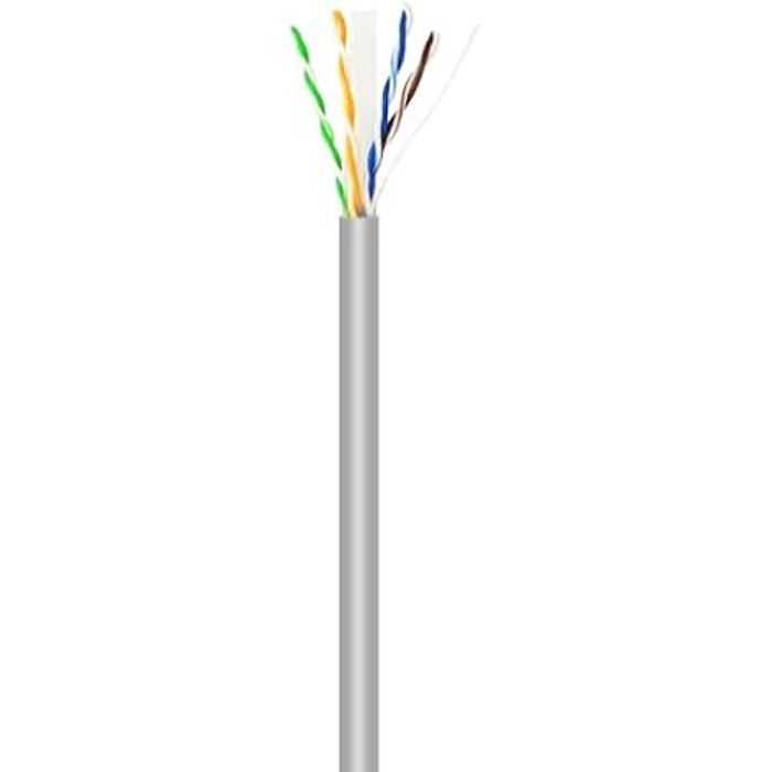 AISENS - A135-0750 - Síťový kabel RJ45 Cat.6 UTP Pevný AWG23 CCA (Slitina), Šedá, 305M