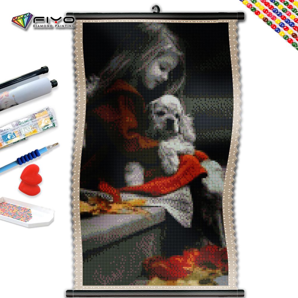 

5D DIY Рамка Алмазная вышивка Мозаика с животными Белая собака Девушка Полная картина из страз Ручная работа Подарок на Новый год