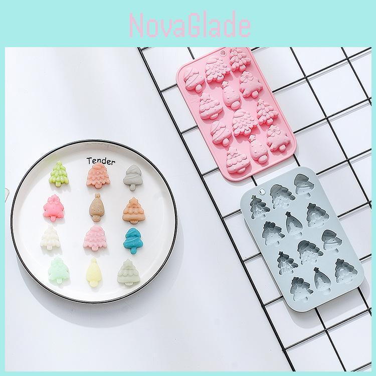 12-piece Set Of Festive Christmas Tree Shaped Baking Molds Perfect For Holiday Cakes And Chocolates