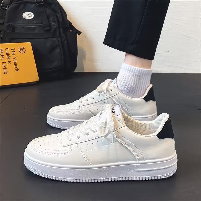Spring Thick-sole White Shoes for Men, Trendy Height-increasing Casual Skateboard Shoes for Students, Breathable Versatile Sports Shoes.